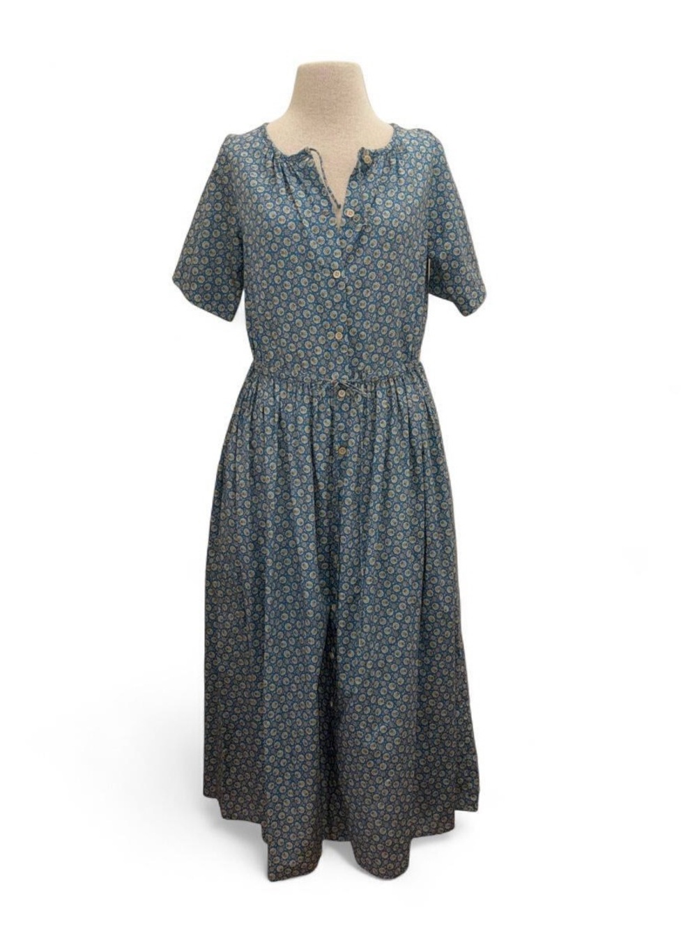 Caron Callahan Blue Ditsy Floral Dress  Size Small Cottage Core Prairie Bohemian